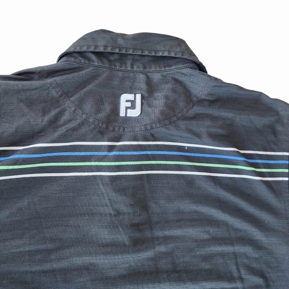 Footjoy Polo Shirt Men’s Striped Golf‎ Short Sleeve Performance Size Medium - Picture 5 of 7